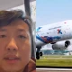 Kolase wajah Michael Tjendara—penumpang yang kehilangan iPhone—dengan pesawat Garuda Indonesia bermotif HUT ke-74 RI tengah lepas landas.
